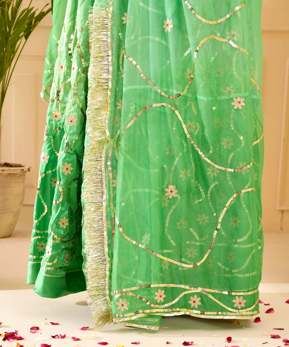 Tari Jaal Work Shaded Green Poshak - Image 3