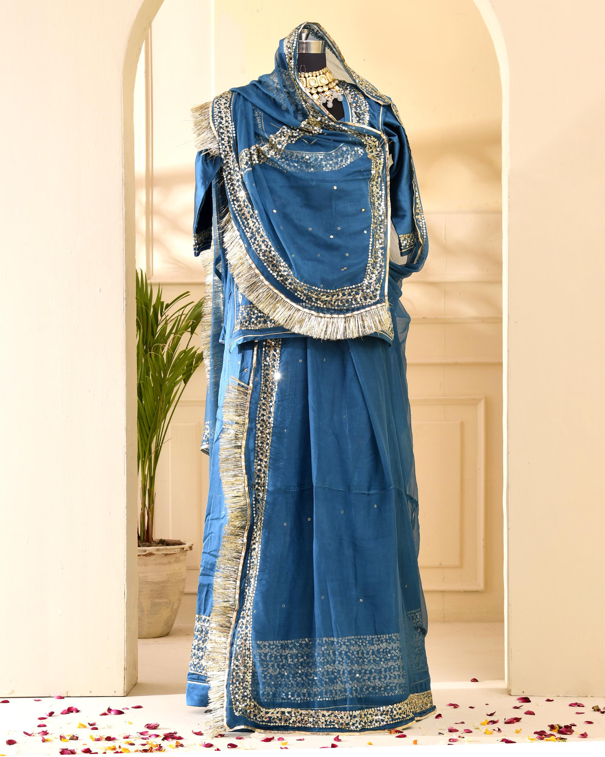 Aari Tari Border Work Sky Blue Poshak - Image 3
