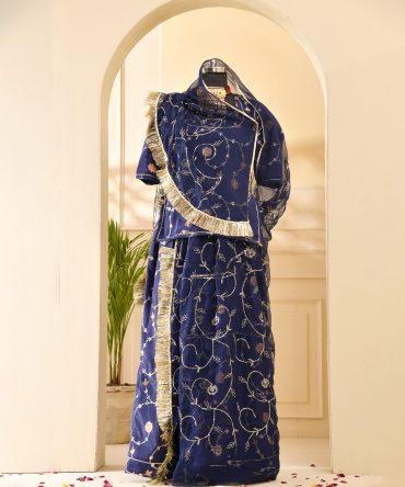 Aari Jaal Work Royal Blue Poshak