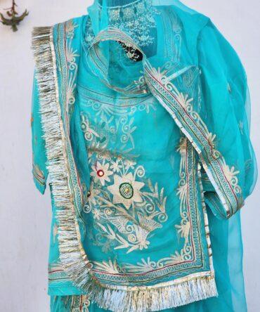 Sky blue zari work poshak