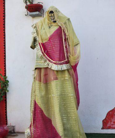 Olive green tari poshak