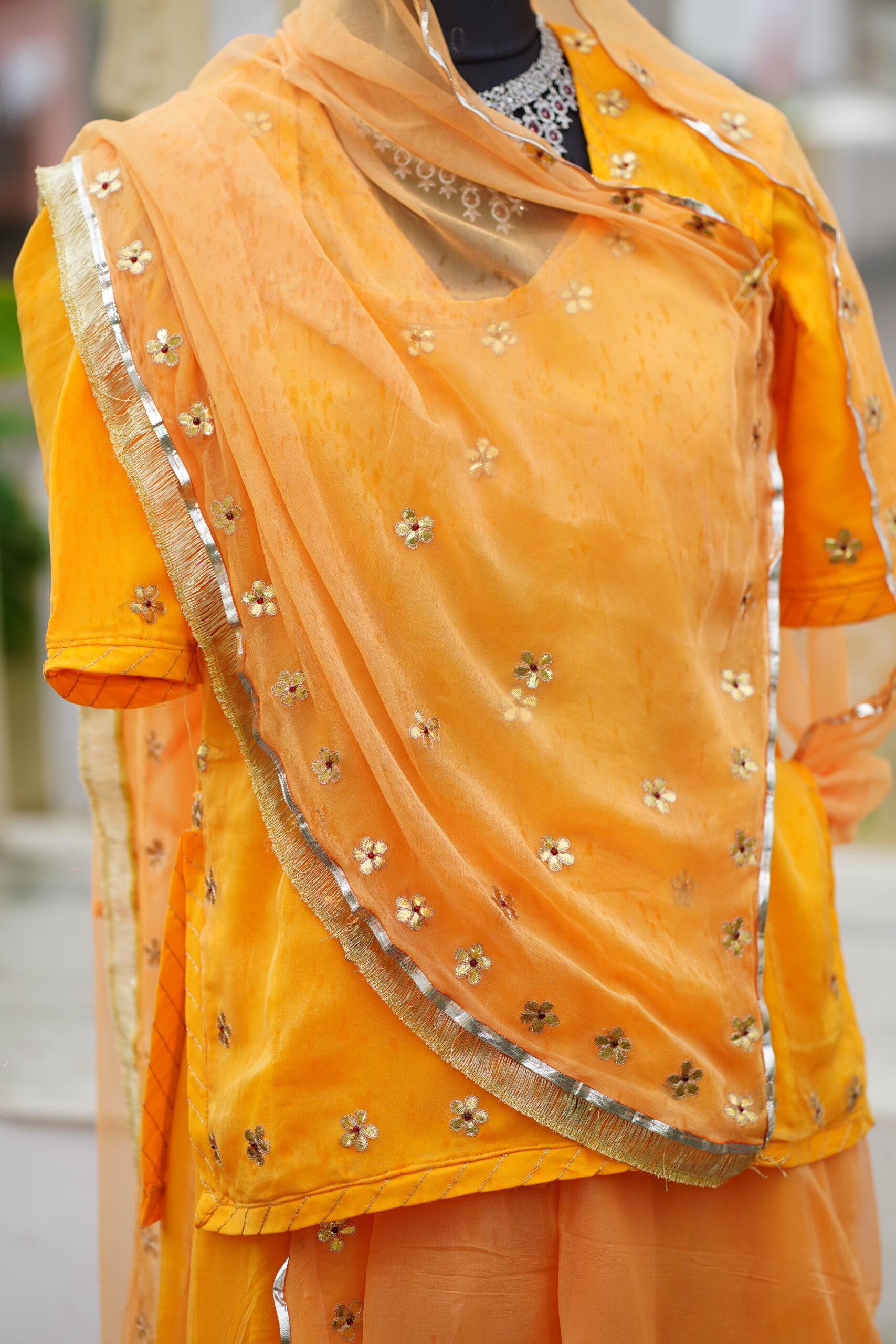 Gota patti flower yellow poshak - Image 4